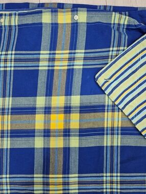 VTG Tommy Hilfiger Bright Blue Green Yellow Plaid Stripe Cotton TWIN Duvet Cover